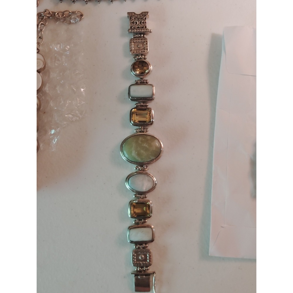 Very Nice 925  7 Stone Bracelet With Various Stones